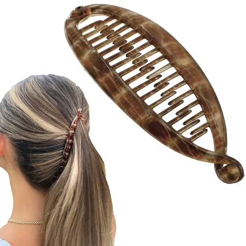 Miniatura 12 de Camila Paris CP3133 - Peine de pelo con clip de plátano francés de 4.5 pulgadas, para niñas, estilo clásico, flexible, para cola de caballo Beige