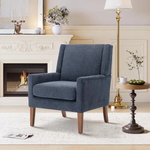 Miniatura 11 de Sillas de acento para sala de estar, sillas de sala de estar de madera y tela de mediados de siglo, sillón con brazos, sillas auxiliares para sala