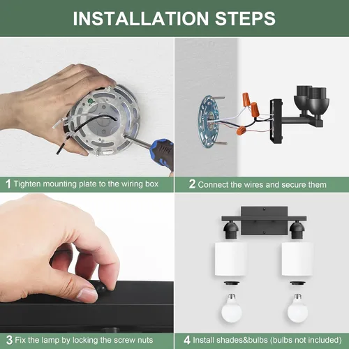 Miniatura 7 de Luces de baño negras sobre espejo, lámpara de tocador anti-óxido para baño, moderna lámpara de pared de 2 luces para sala de estar, base estándar
