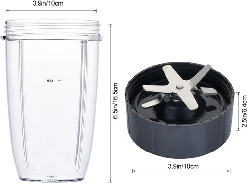Miniatura 5 de Taza de licuadora y cuchilla mejorada para Nutribullet de 600 W/900 W, piezas de repuesto de vaso de 24 onzas y cuchilla extractora, accesorios