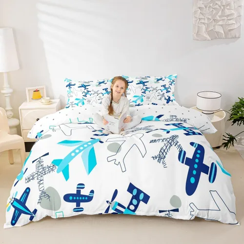 Miniatura 12 de Erosebridal Juego de ropa de cama para niños, juego de funda de edredón de sirena tamaño individual, funda de edredón femenina de escamas de peces