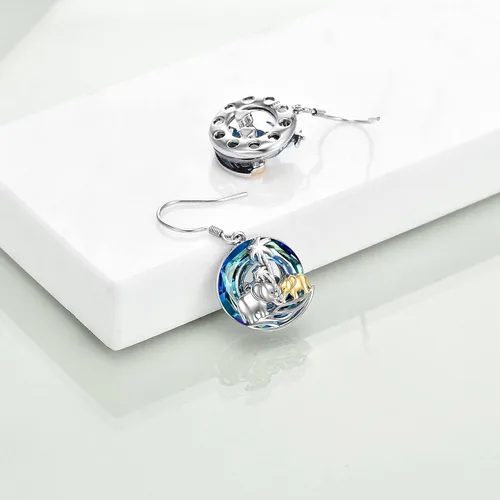 Miniatura 51 de POPKIMI Bonitos aretes colgantes de animales, joyería de animales, regalos de cumpleaños y Navidad para mujeres, aretes de ópalo de cristal de plata