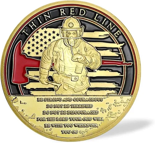 Miniatura 3 de Bomberos Challenge Coin Thin Red Line Fire Dept.