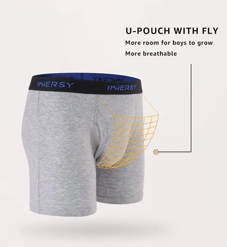 Miniatura 2 de INNERSY Calzoncillos tipo bóxer suaves de algodón elástico para niños de 6 a 18 años, paquete de 5