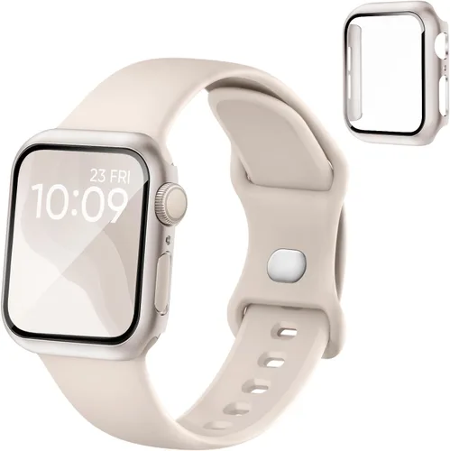 Miniatura 13 de Adorique 3-en-1 compatible con Apple Watch Band de 40 mm, 41 mm, 42 mm, 44 mm, 45 mm, 46 mm, correa deportiva de silicona suave para iWatch Series