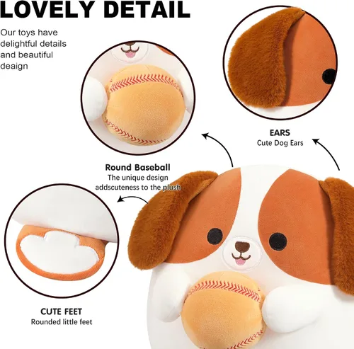 Miniatura 3 de Onsoyours - Original juguete de peluche de perro beagle con béisbol - 30 cm de felpa suave, juguete de cachorro deportivo, lindos peluches