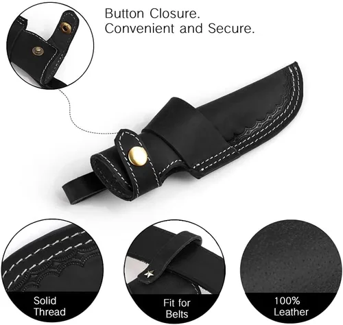 Miniatura 7 de Funda Horizontal para Cuchillo de Cinturón Gentlestache, Funda de Extraccion Compacta EDC en Negro