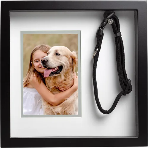 Pearhead Marco de fotos de recuerdo para collar de mascotas, caja de sombra conmemorativa, pantalla para montar en la pared, marco de fotos de duelo