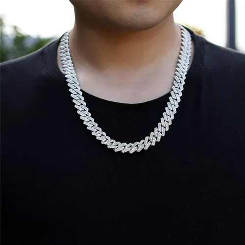 Miniatura 2 de Saintda Cadena de eslabones cubanos para hombre, diseño de Miami, cadena de diamantes brillantes, joyería de hip hop con caja de regalo para mujer