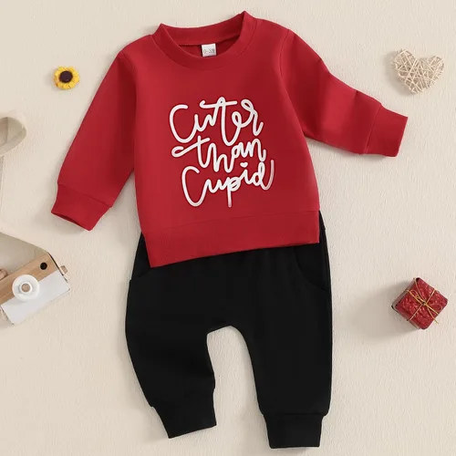 Miniatura 158 de BemeyourBBs Conjunto divertido de sudadera y pantalones de manga larga con letras divertidas para bebé niño y niño