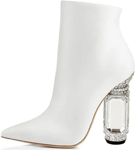 Miniatura 96 de FSJ Botas de tacón alto con punta puntiaguda para mujer, con tacón alto, con cremallera lateral brillante, estilo casual, para uso diario, zapatos