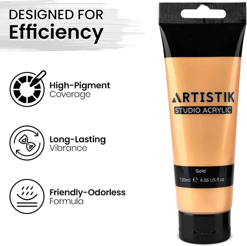 Miniatura 2 de Artistic - Tarro de pintura acrílica, de alto pigmento, suministros de pintura a prueba de decoloración, adecuado para lienzo, madera, cuero, tela