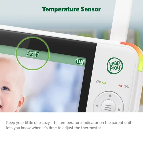 Miniatura 11 de LeapFrog Monitor de bebé LF2415, pantalla LCD IPS de 5 pulgadas, rango de 1000 pies, visión nocturna, canciones de cuna relajantes, luz nocturna