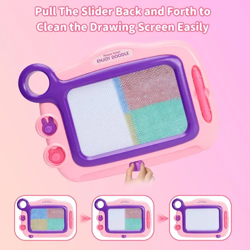 Miniatura 4 de Tablero magnético de juguetes para niños pequeños, tablero de dibujo magnético para niños pequeños, grabado de tamaño de viaje, escritura, pintura