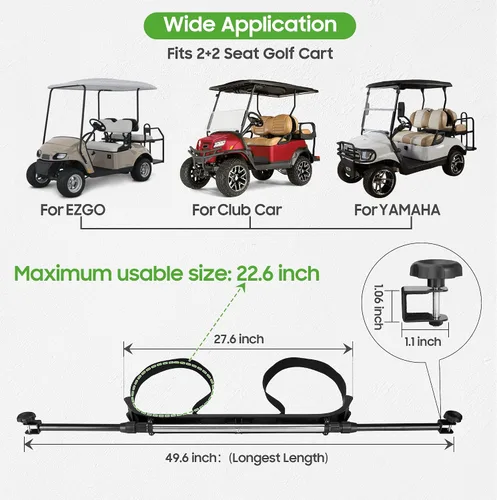 Miniatura 5 de 10L0L Soporte para bolsa de carrito de golf para 2+2 asientos traseros, accesorio universal sin perforaciones para Club Car EZGO Yamaha con tubo