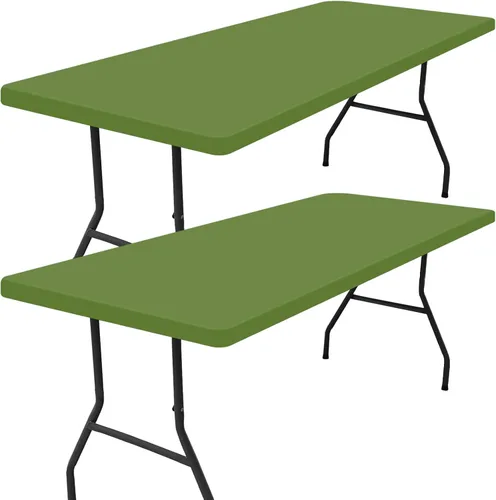Miniatura 45 de Smiry - Mantel rectangular de vinilo con respaldo de franela elástica ajustada para mesas plegables de 2 pies, manteles impermeables y lavables