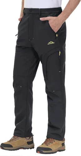 MAGCOMSEN Pantalones de invierno para hombre, 5 bolsillos con cremallera, pantalones de esquí para nieve, con forro polar, resistentes al agua,