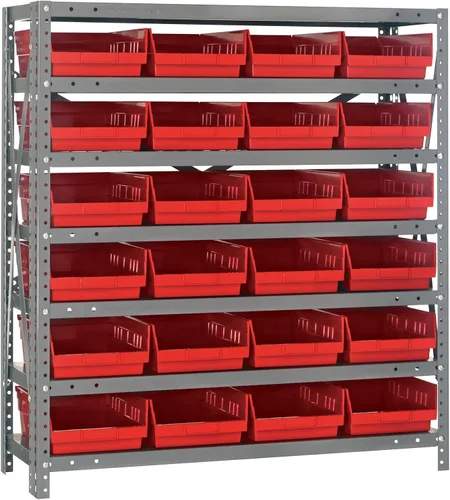 Miniatura 472 de Quantum QSBU-245BK Heavy Duty Shelving Unit with (7) Shelves and (24) QUS245 Black Bins for Garage Warehouse Storage Distribution 400 lb Load