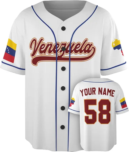 Miniatura 9 de Camiseta de béisbol personalizada de Venezuela - Camisetas deportivas personalizadas del orgullo Veneka con número de nombre, camisas de Beisbol