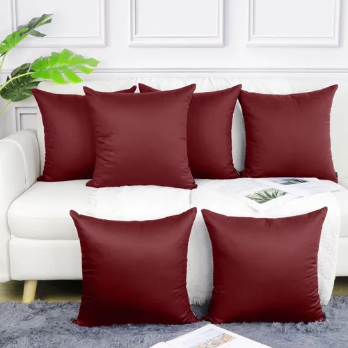 Miniatura 29 de Coddsmz Paquete de 6 fundas de almohada decorativas 100% algodón, fundas de cojín cuadradas de Navidad sólidas para el hogar, cama, sofá, día