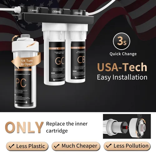 Miniatura 9 de WINGSOL WINGSOL - Filtro de agua alcalino para debajo del fregadero con grifo, sistema de filtro de agua de 10 capas que reduce los metales pesados