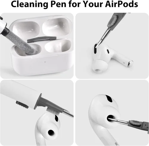 Miniatura 6 de AIRSPO Funda para AirPods Pro de 2ª generación, transparente y suave TPU transparente a prueba de golpes con bolígrafo de limpieza, soporta carga