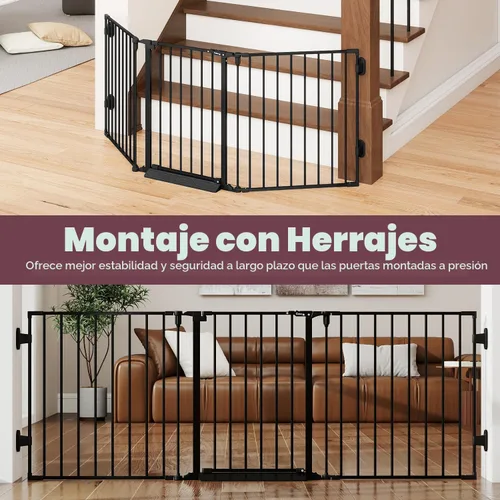 Miniatura 2 de Puerta de bebé extra ancha de 29.4 a 78 pulgadas, puertas largas para perros para puertas y escaleras, puerta de seguridad grande esencial para Negro