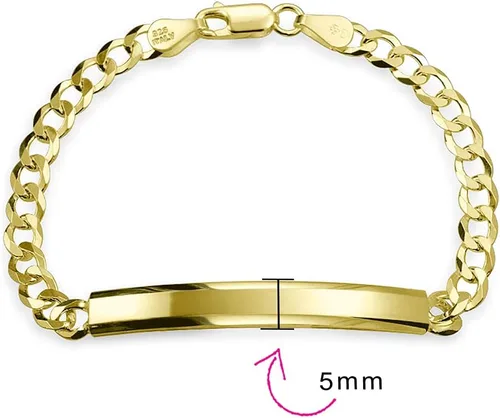 Miniatura 4 de Bling Jewelry Personalize Bar Name Plated identification ID Bracelet For Men with Mariner, Curb, Figaro, Link Chain .925 Sterling Silver Made In
