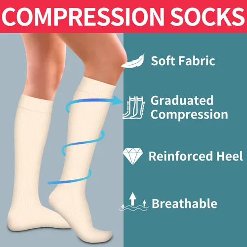 Miniatura 64 de Laite Hebe 4 pares de calcetines de compresión para mujeres y hombres, el mejor apoyo para enfermeras, correr, atletismo