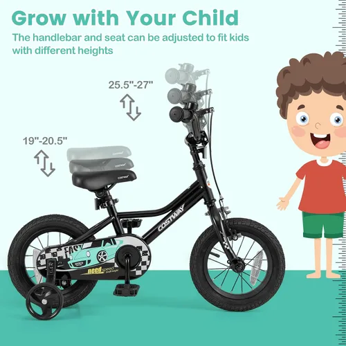 Miniatura 3 de COSTWAY Bicicleta para niños de 12/14/16/18 pulgadas, bicicleta de entrenamiento para niños y niñas con ruedas de entrenamiento extraíbles