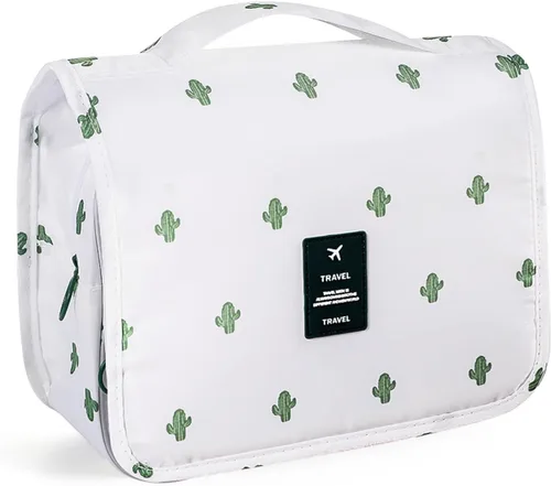 Miniatura 10 de Pengxiaomei Neceser para mujer, bolsa de cosméticos impermeable para colgar, bolsa portátil de maquillaje de viaje, bolsa de baño con asa Beige