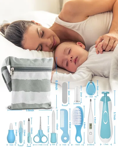 Miniatura 7 de Kit de Cuidado y Aseo para Bebés, Juego de Recortador de Uñas Eléctrico para Bebés 24 en 1 Set de Cuidado de Salud para Recién Nacidos Guardería