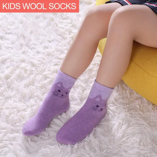 Miniatura 4 de DYW Calcetines de senderismo de lana merina para niños y niñas, cálidos, gruesos, térmicos, suaves, acogedores, calcetines para botas, 6 pares