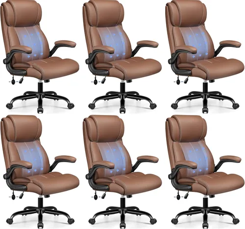 Miniatura 11 de BESTFAIR Silla de Oficina Ergonómica - Silla de Escritorio para Computadora, Sillas Ejecutivas de Cuero con Respaldo Alto, Soporte Lumbar Ajustable