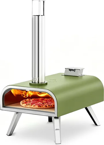 Miniatura 10 de BIG HORN 16" Multi-Fuel Outdoor Pizza Oven – 2-in-1 Wood-Fired & Gas Compatible (Burner Sold Separately), 1112°F Outdoor Stainless Pizza Cooker
