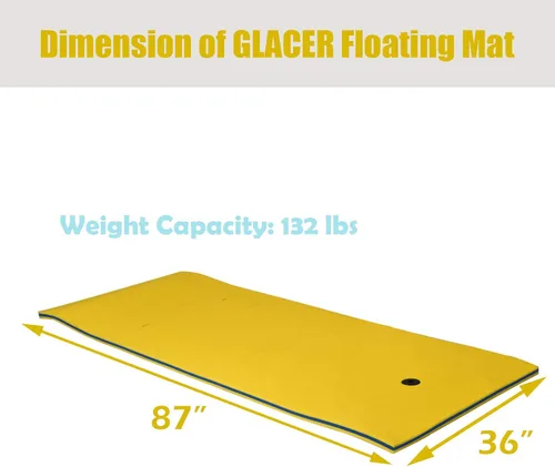 Miniatura 5 de GLACER Almohadilla de agua flotante de 87 x 36 pulgadas, 3 capas de espuma XPE flotante para recreaciones acuáticas, isla flotante para piscinas