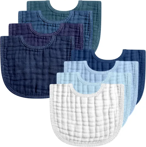 Frienda 8 baberos de muselina para bebé, bandana de algodón, baberos a granel para recién nacidos, 6 capas absorbentes, accesorio de alimentación