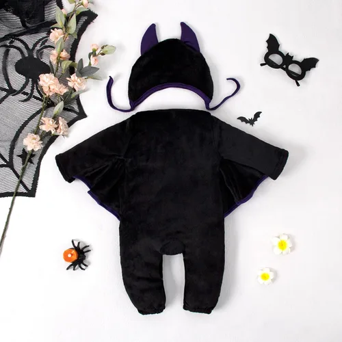 Miniatura 3 de LYSMuch Conjunto de pantalones y sudadera con capucha y alas de murciélago de Halloween para niños pequeños