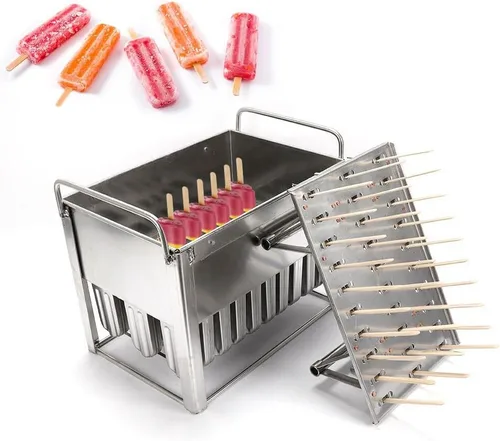 Miniatura 12 de Molde para paletas caseras, molde para paletas de hielo congelado, reutilizable, molde para paletas de helado con 20 tazas de molde, molde de acero