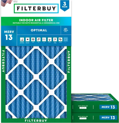 Miniatura 12 de Filterbuy Filtro de aire de 8 x 14 x 1 pulgadas MERV 13 de defensa óptima (paquete de 3), filtros de aire de repuesto plisados HVAC para calderas