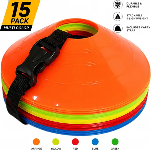 Miniatura 2 de Conos de fútbol flexibles (juego de 60/50/40/25) con bolsa de malla y correa, conos deportivos para fútbol, baloncesto, equipo de entrenamiento
