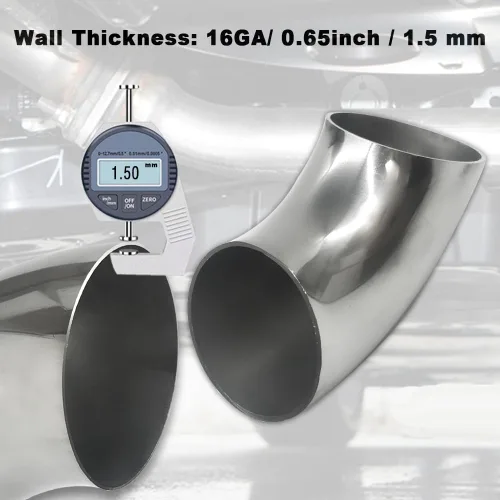 Miniatura 4 de Tubo de codo de escape de 90 grados (codo doblado de mandril) SS304 de acero inoxidable apto para codo de escape modificado de automóvil, pasamanos