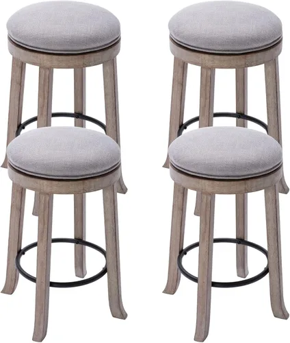Miniatura 14 de DUOMAY Taburetes de bar giratorios modernos con respaldo, taburetes de altura de mostrador de 28 pulgadas, taburete de bar tapizado de lino