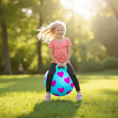 Miniatura 7 de Bola de tolva, bola hinchable de 15 pulgadas con asa, corazón rosa, juguetes para niñas, divertido juego activo en interiores, juguetes inflables