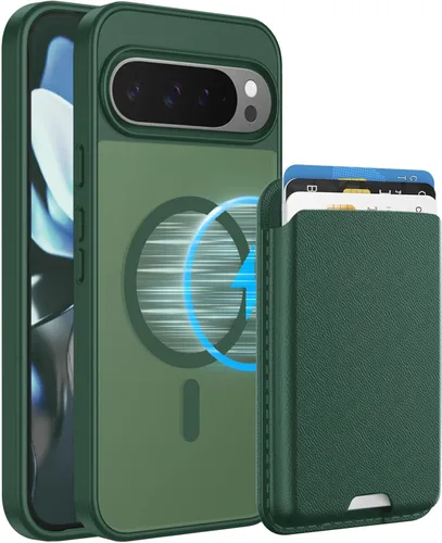 Miniatura 12 de Funda magnética para Google Pixel 9A, cartera magnética desmontable con tarjetero [compatible con MagSafe] de grado militar, a prueba de golpes