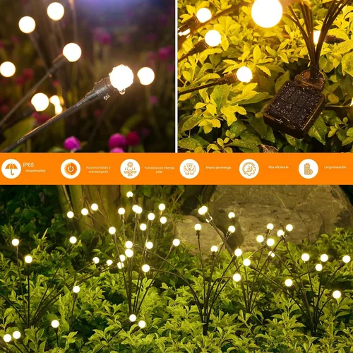 Miniatura 4 de Luces solares para exteriores (2 paquetes - 16 LED), luces solares para jardín ASMAD, decoraciones al aire libre, luz de luciérnaga para decoración