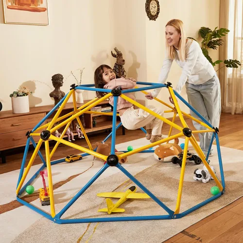 Miniatura 7 de Zupapa Domo de escalada de 6 pies para niños de 3 a 8 años, gimnasio de selva para interiores y exteriores, escalador de cúpula geométrica que