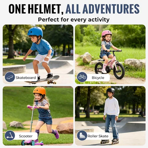 Miniatura 7 de Casco de bicicleta para niños, casco para niños y niñas de 1-3/2-4/3-5/5-8/8-14 años, ajuste ajustable y ligero, seguridad multideportiva