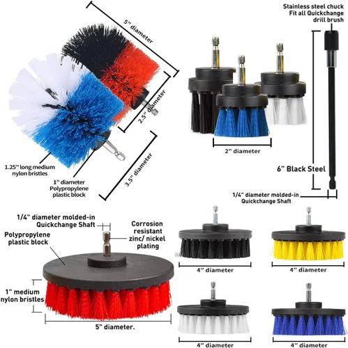 Miniatura 6 de Kit de limpieza de 38 piezas para cepillo de taladro, limpiador multiusos, taladro inalámbrico para limpiar azulejos de piscina, fregaderos, bañera