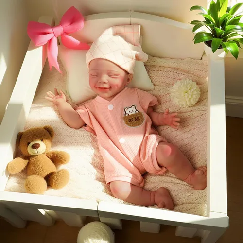 Miniatura 12 de Muñecas de Bebé de Silicona Completa, 16.65 pulgadas Muñeca de Bebé Recién Nacido de Silicona Realista, Sin Vinilo 1:1 Muñecas Reborn Durmientes que